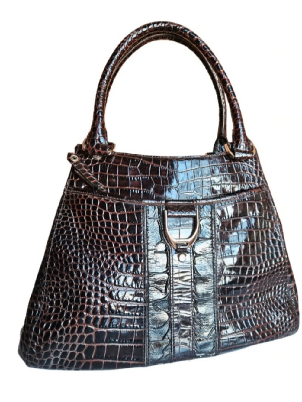 Cole Haan Dark Brown Croc-Embossed Top-Handle Satchel - Picture 15 of 15